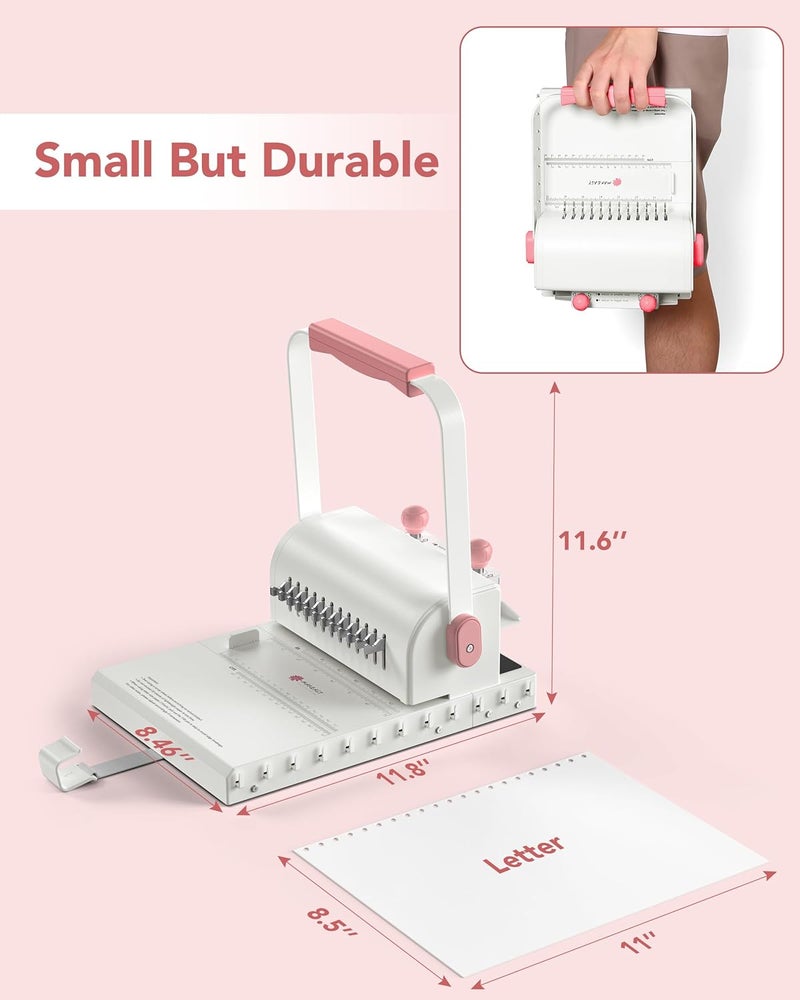 Makeasy Binding Machine Hole Pitch 2:1 - Portable Book Binding Kit with 10PCS 5/8'' Binding Wires & Plier, for DIY Notebooks, Albums, Journals, and Calendars – Circle Holes, 20 Sheet Punch Capacity - Image 3